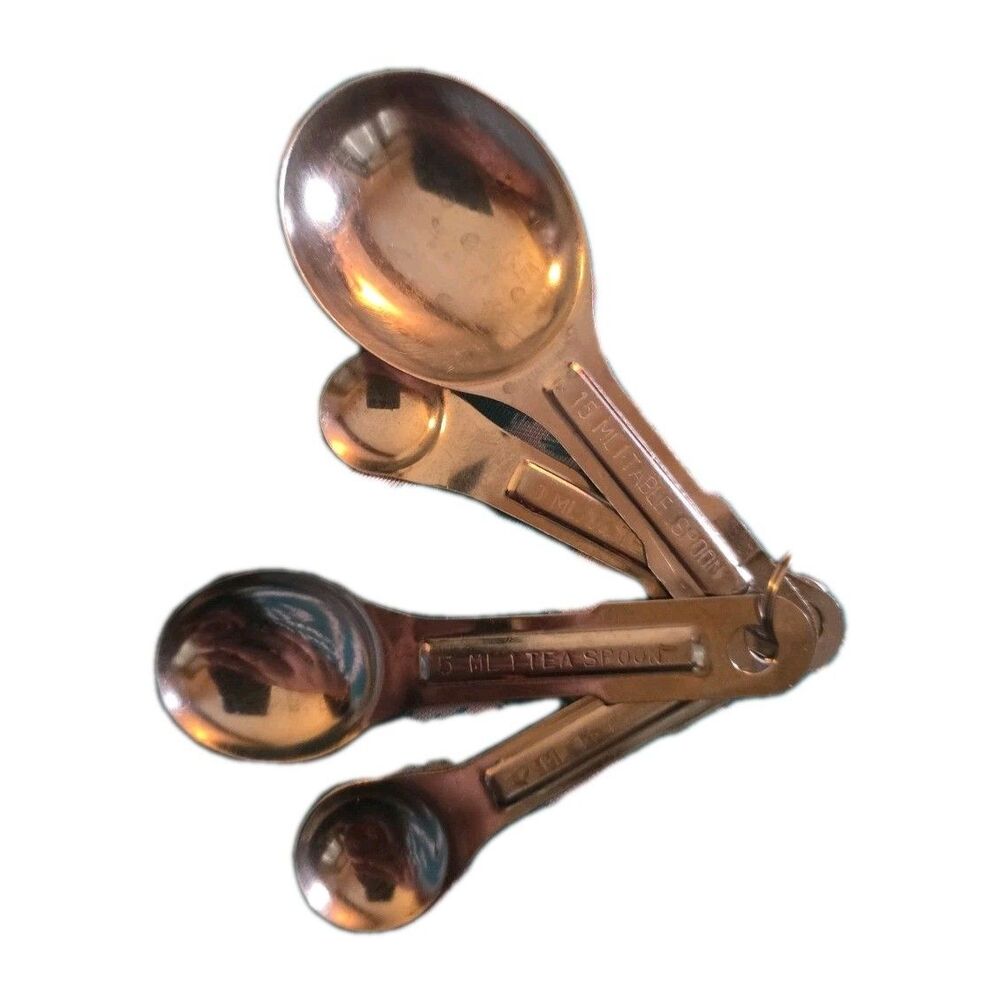 Vintage Stainless Steel Measuring Spoons Set of 4 - Key Handle Retro Kitchen